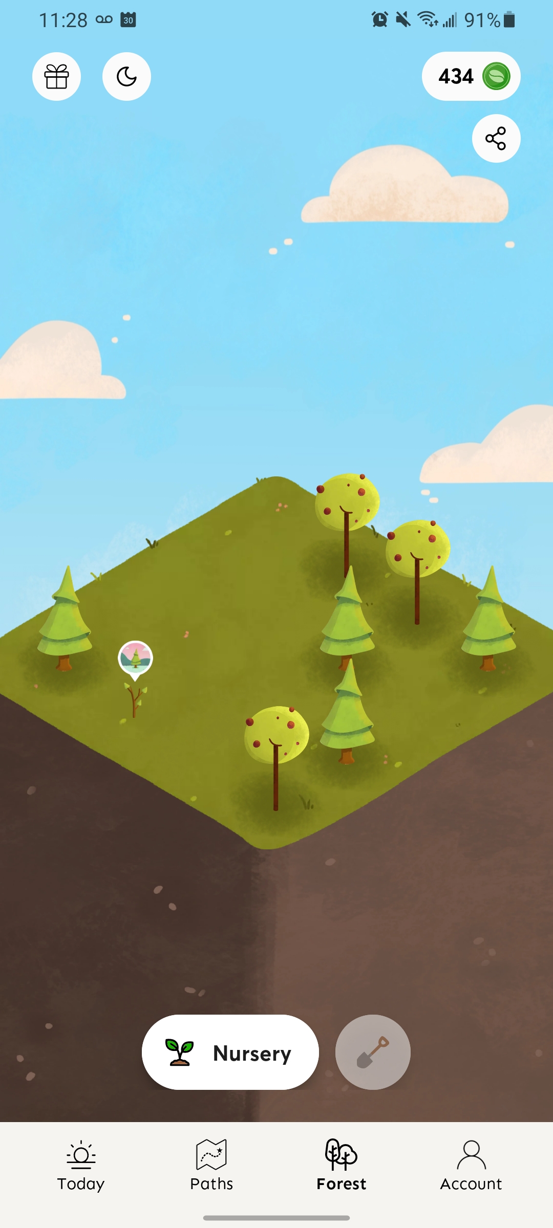 Forest page from Atom app
