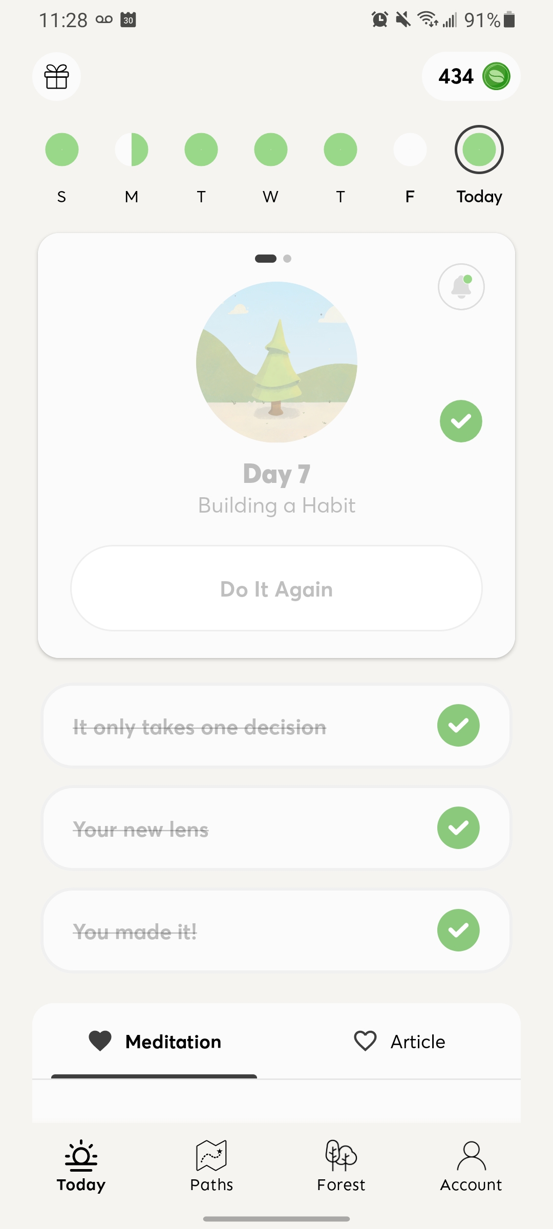 Today page from Atom app