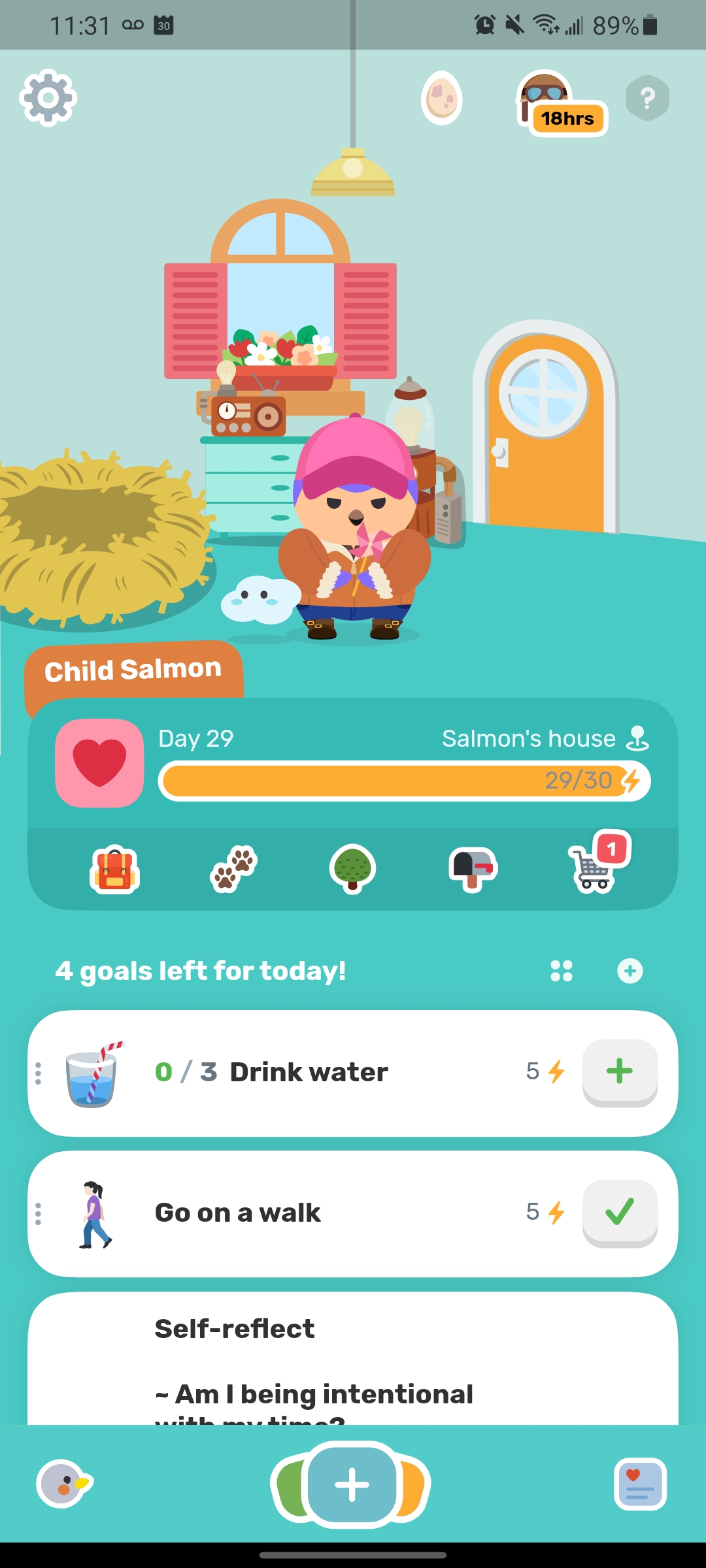 Home page from Finch app