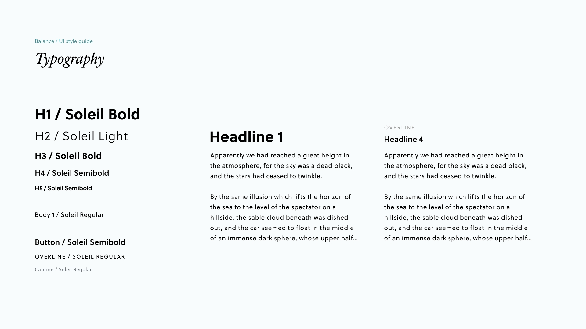 UI Style guide: Typography