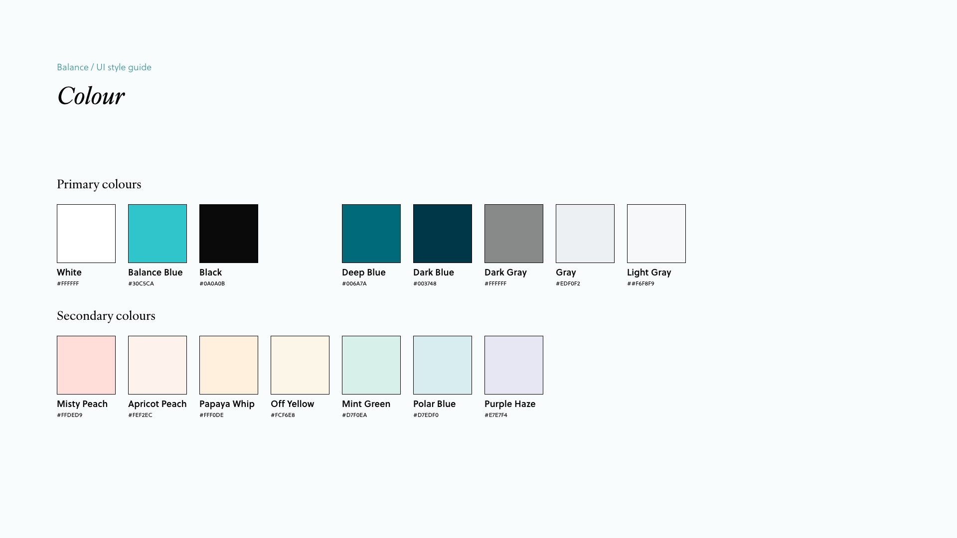 UI Style guide: Colour