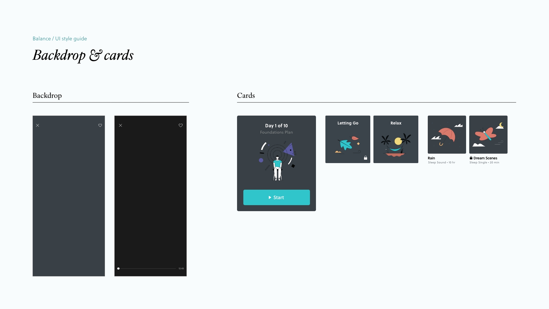 UI Style guide: Backdrop & cards