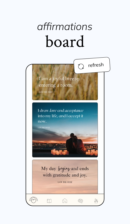Affirmations page from Vitamin ME app