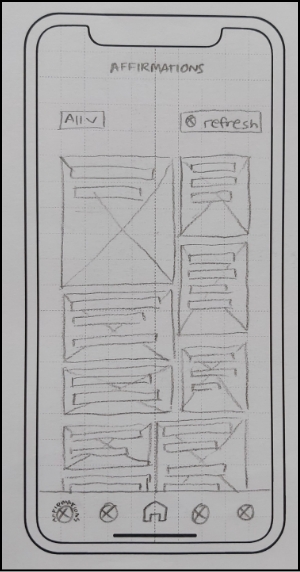 Paper prototype wireframes: Affirmations