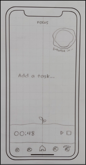 Paper prototype wireframes: Focus