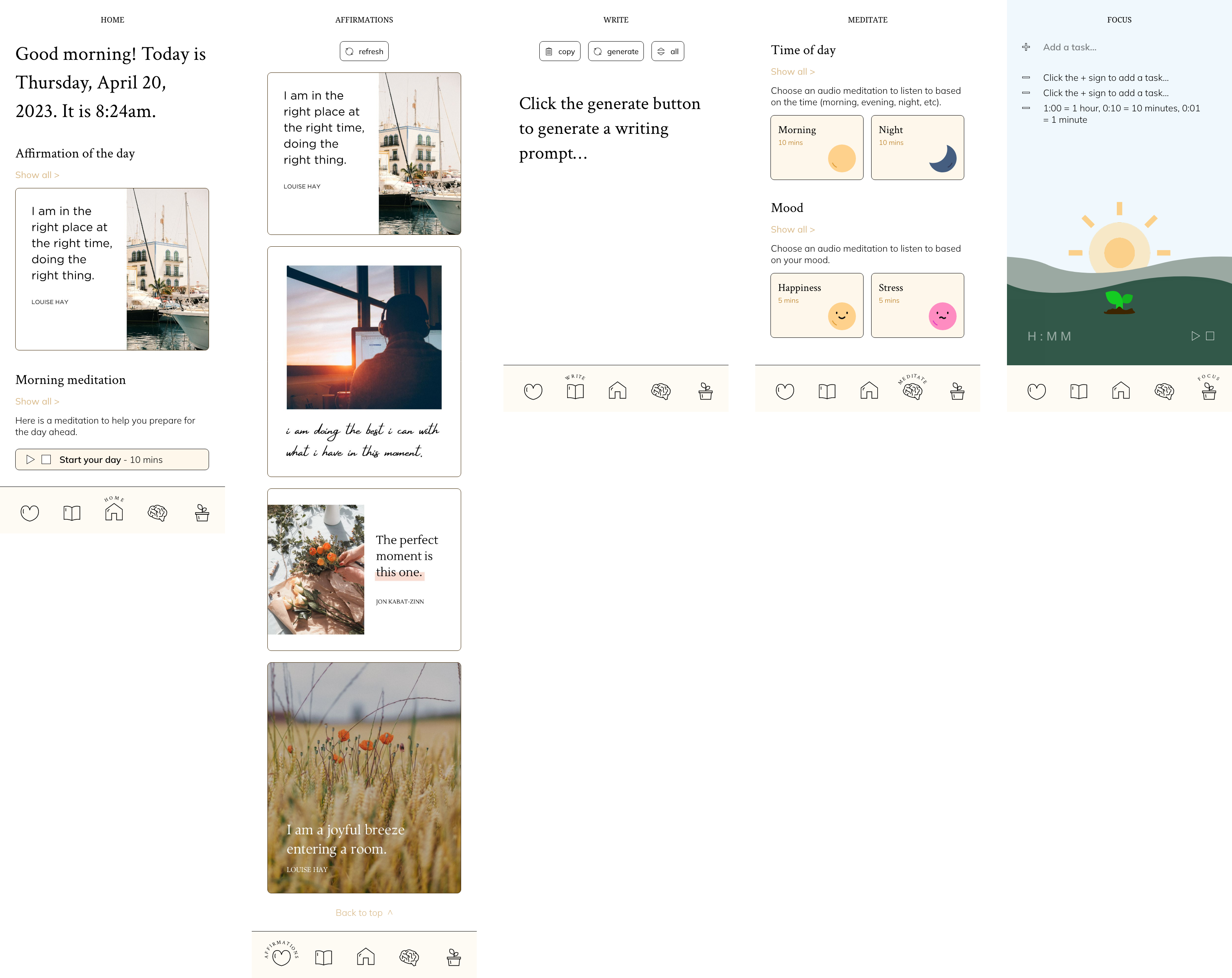 High-fidelity wireframes for Vitamin ME